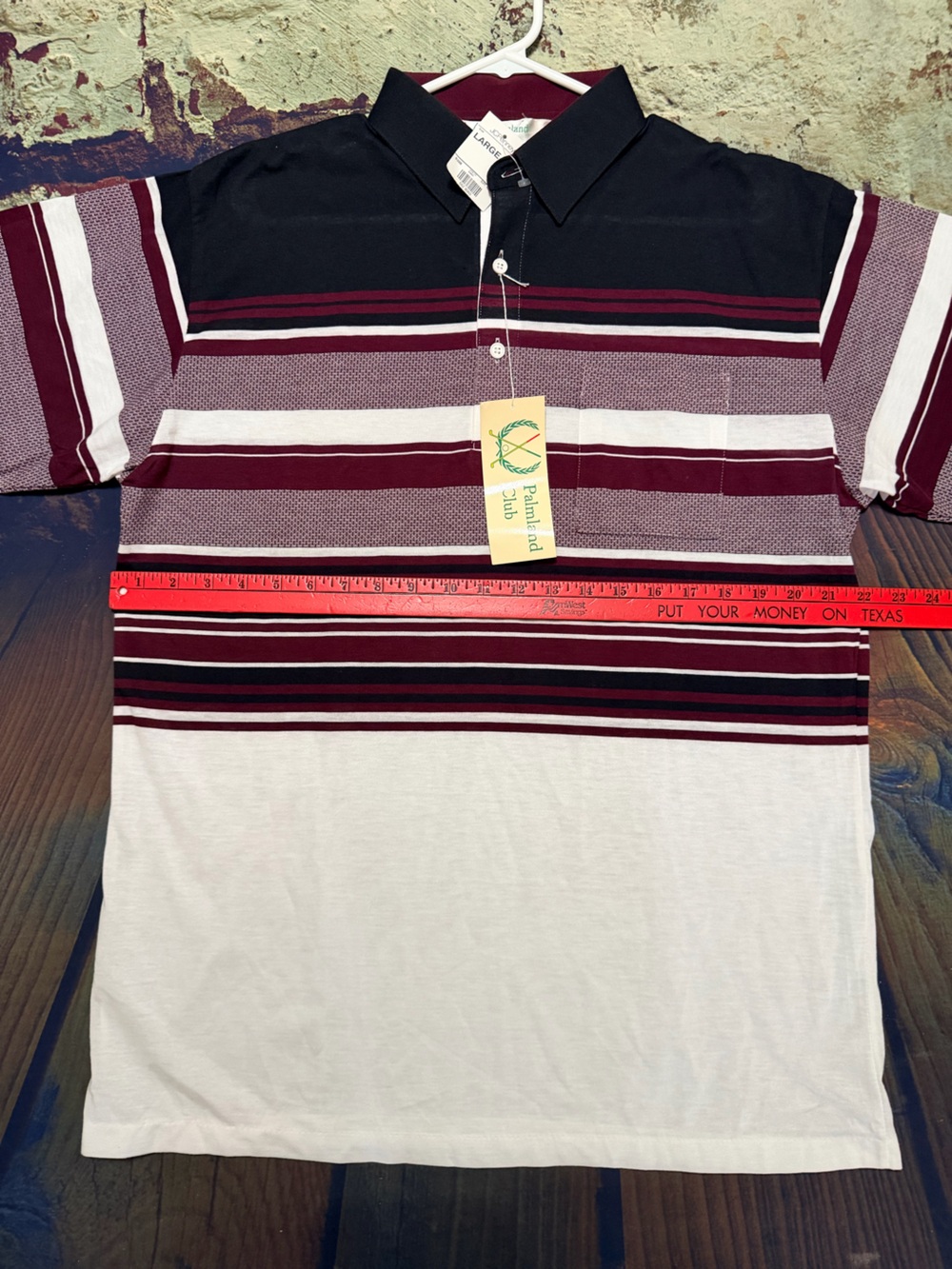 Palmland Club Burgundy & White Striped Men’s Polo Shirt